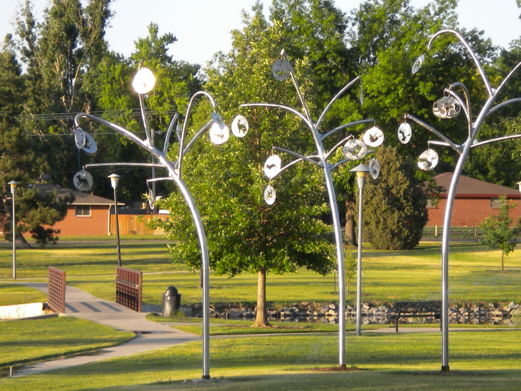 Art at Loomiller Park -- notice animals on the disks